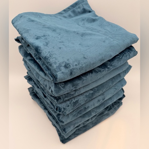 Christian Siriano Blue Velvet Floral Bird Curtains Set of 8 Panels 38” W x 84” L - Picture 3 of 14